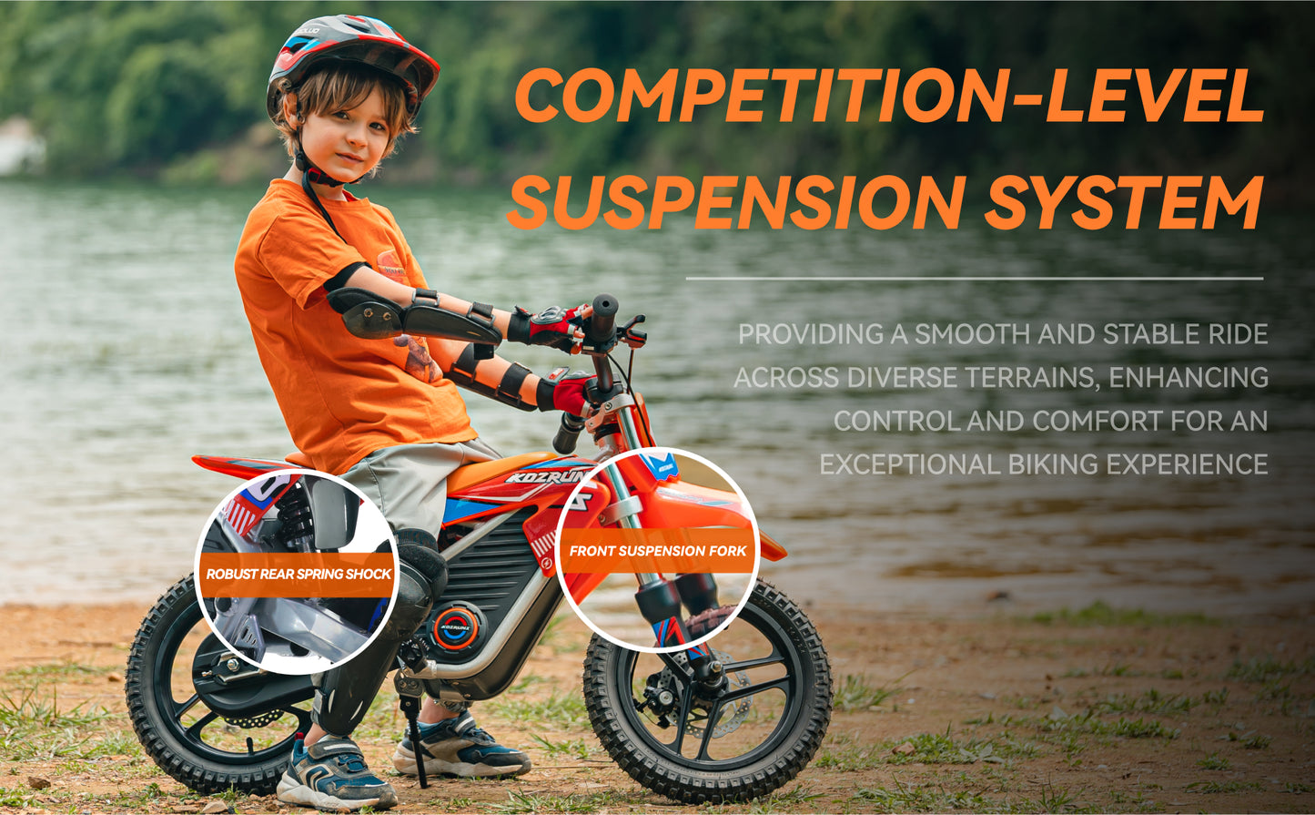 ORANGE - Electric Dirt Bike for Kids, 36V 350W 14" Wheel Electric Balance Bike for Ages 6-12