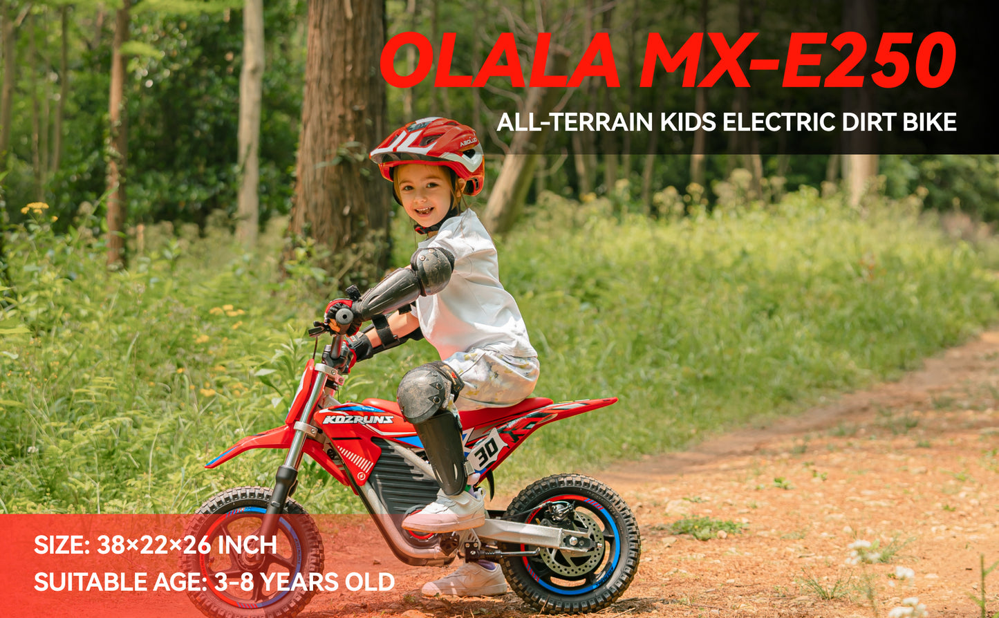 RED - Electric Dirt Bike for Kids, 36V 250W 12" Wheel Electric Balance Bike for Ages 3-8