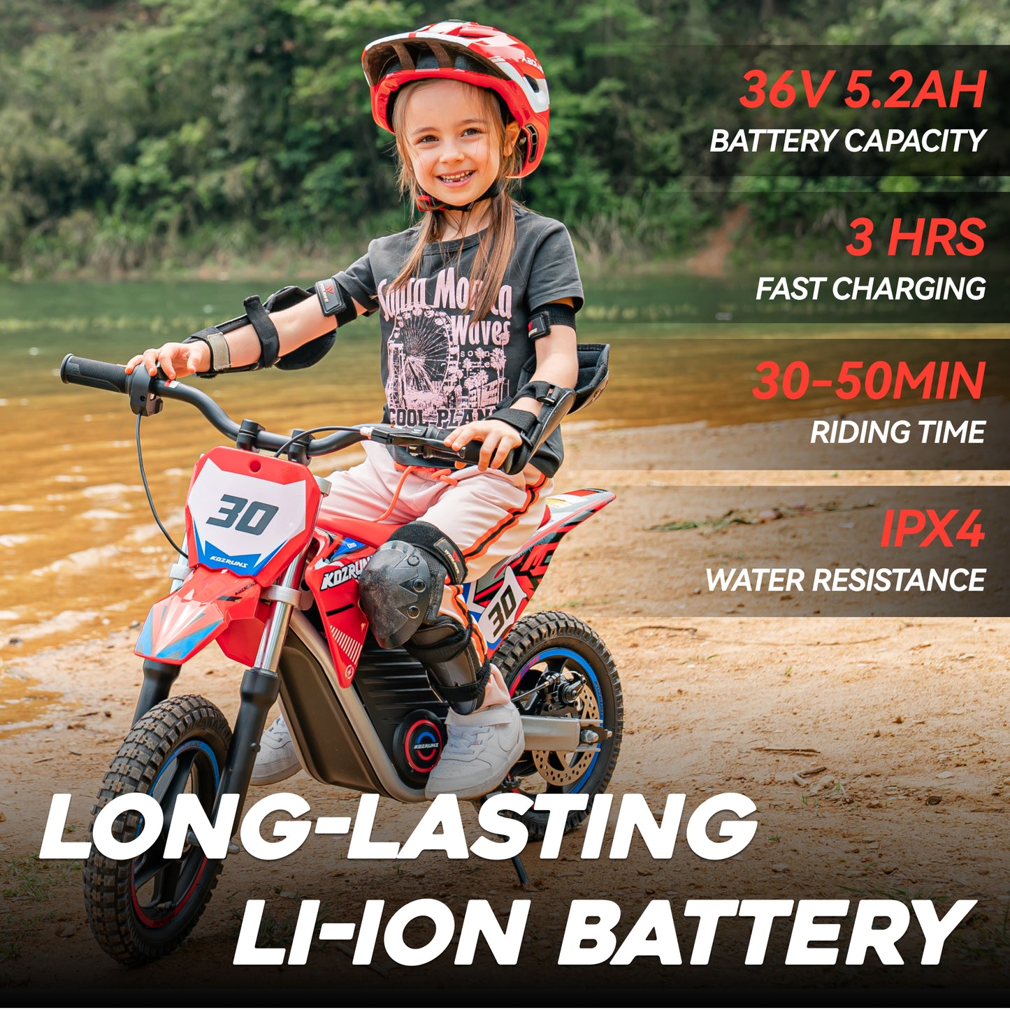 RED - Electric Dirt Bike for Kids, 36V 250W 12" Wheel Electric Balance Bike for Ages 3-8