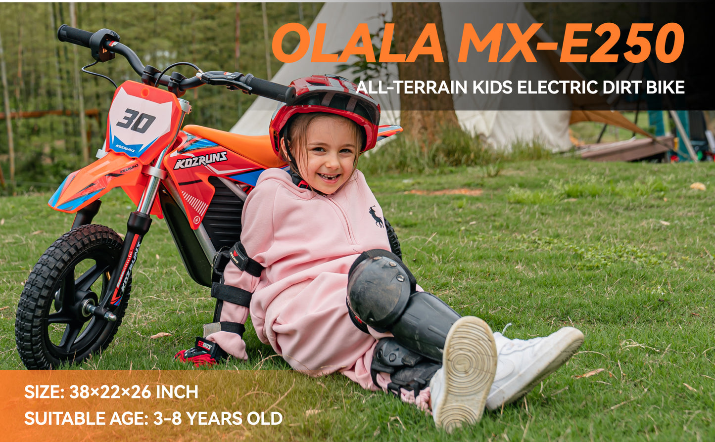 ORANGE - Electric Dirt Bike for Kids, 36V 250W 12" Wheel Electric Balance Bike for Ages 3 -8