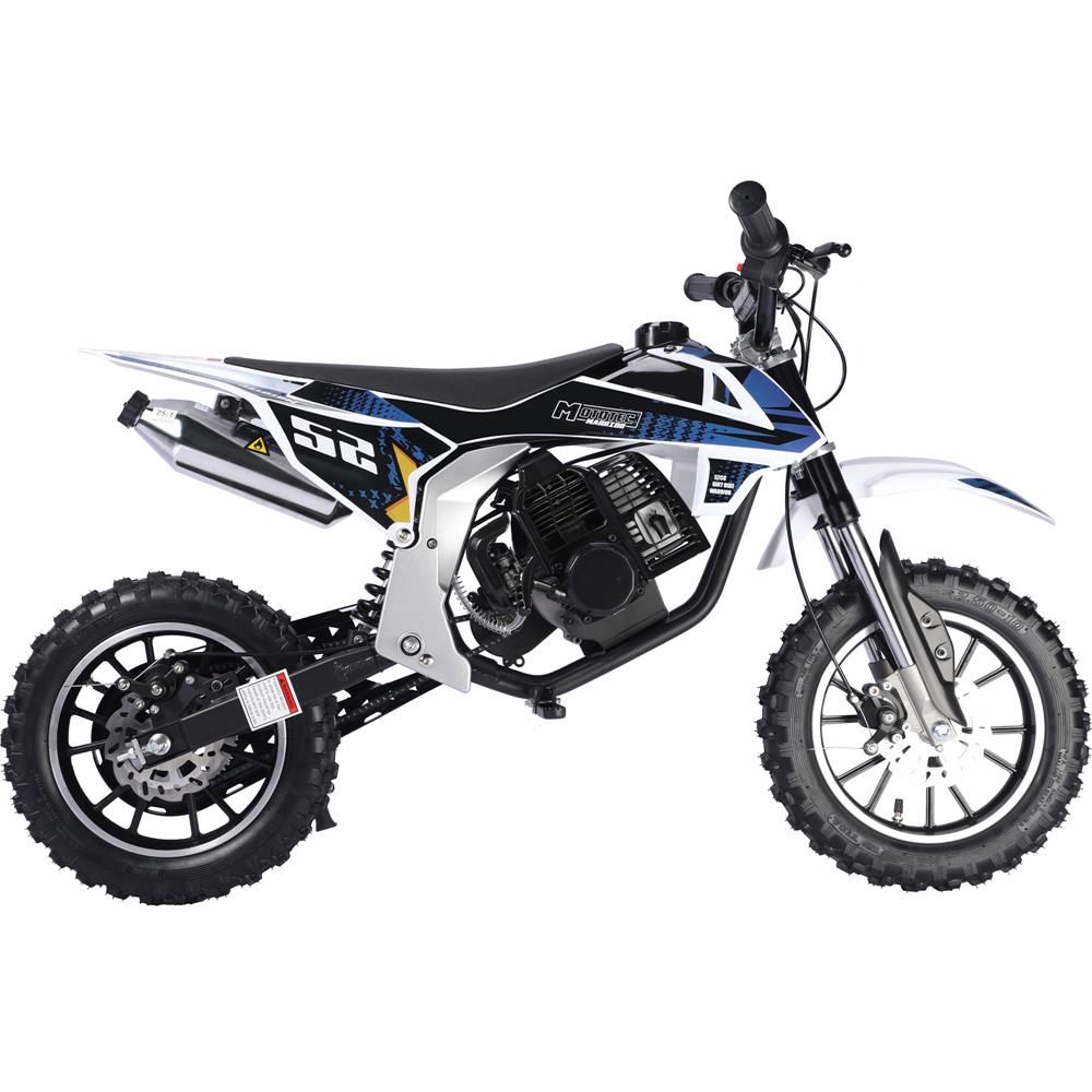 BLACK MotoTec Warrior 52cc 2-Stroke Kids Gas Dirt Bike Fully Automatic, 95% Assembled