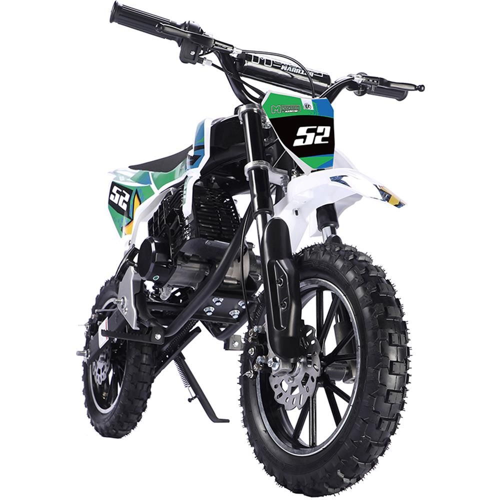 GREEN MotoTec Warrior 52cc 2-Stroke Kids Gas Dirt Bike Fully Automatic, 95% Assembled