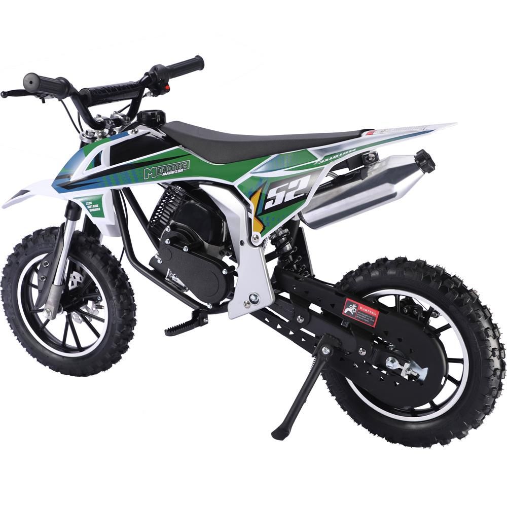GREEN MotoTec Warrior 52cc 2-Stroke Kids Gas Dirt Bike Fully Automatic, 95% Assembled