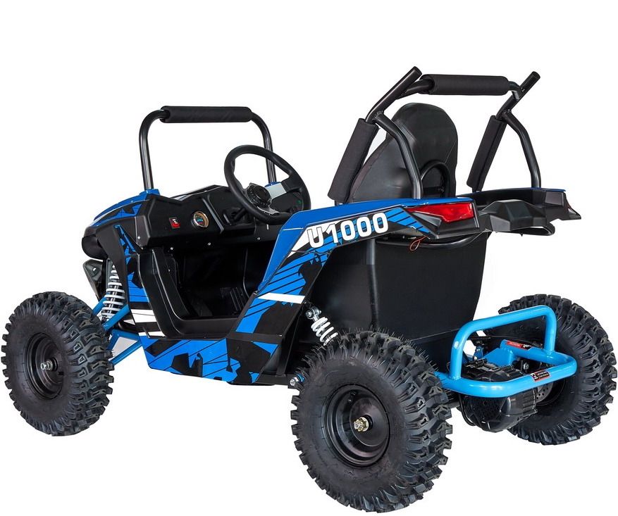 BLUE TurboTrek U1000 48v Ripper XL Big Kids Ride On UTV w/ Rubber Tires, Off Road Kids Gokart, Kids Quad, Kids 4 Wheelers