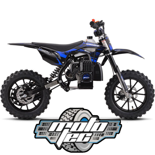 BLUE - MotoTec Thunder 50cc 2-Stroke Kids Gas Dirt Bike Blue, Pull Start, High Quality Suspension, High-Grade Easy Start Engine Pull Cord, Aluminum Wheels