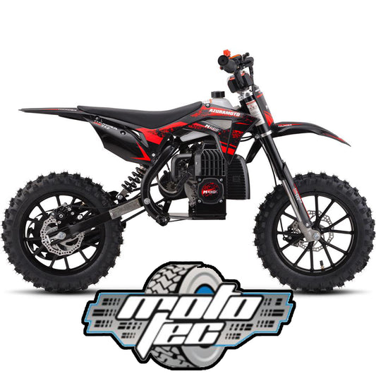 RED - MotoTec Thunder 50cc 2-Stroke Kids Gas Dirt Bike Blue, Pull Start, High Quality Suspension, High-Grade Easy Start Engine Pull Cord, Aluminum Wheels