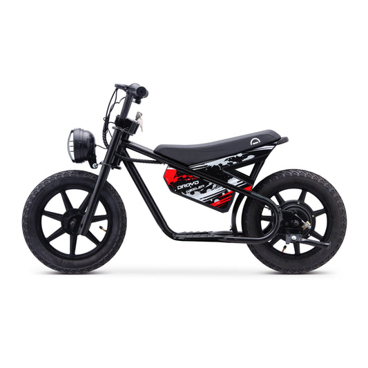 BLACK - The Droyd Weeler Electric Mini Bike - Electric Bike for Kids Ages 6 & Up - 200W Electric Bike w 6.2-10MPH up to 8 Miles - E Bike for Kids up to 45 Mins Run Time w 14in Tire, 24V 8Ah Battery