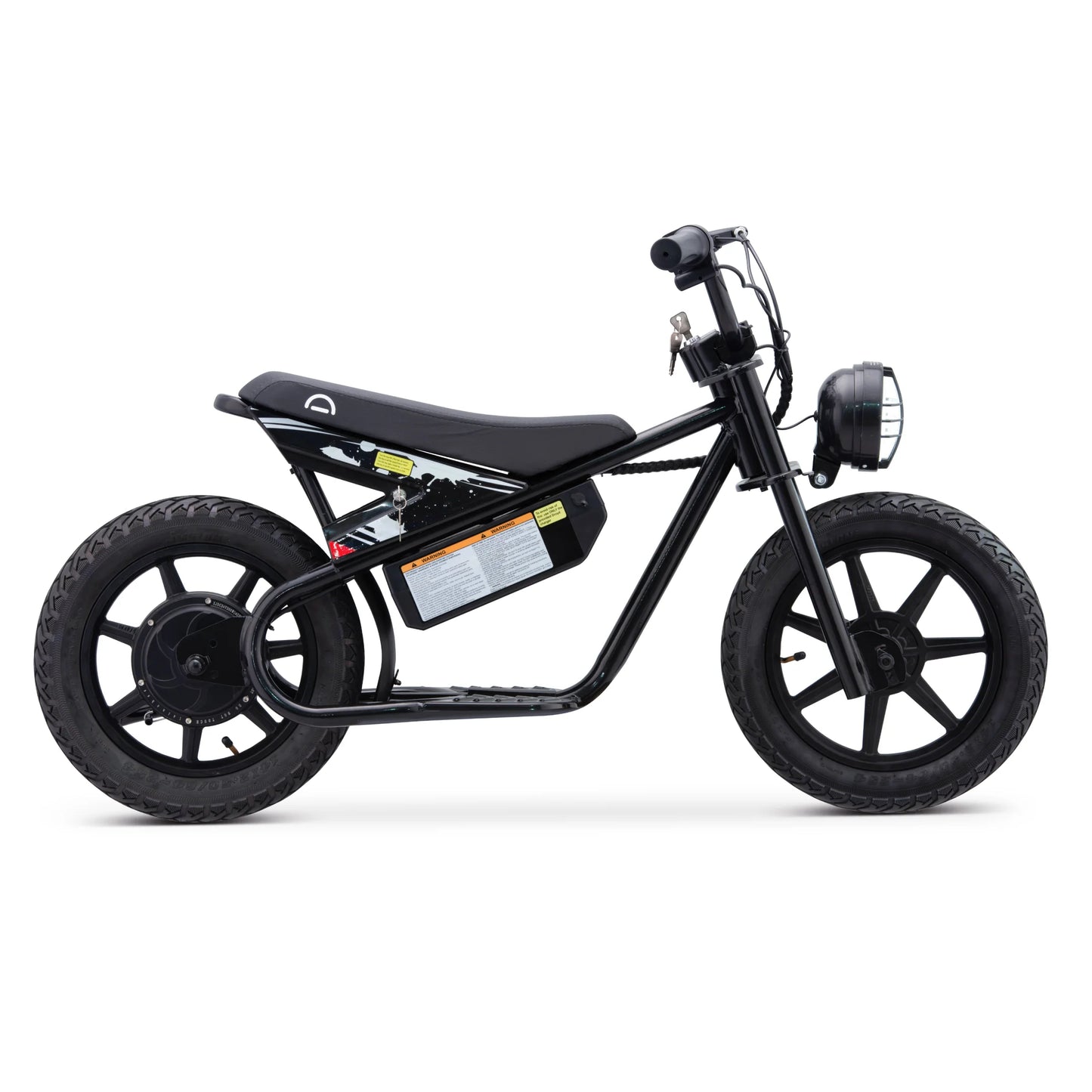 BLACK - The Droyd Weeler Electric Mini Bike - Electric Bike for Kids Ages 6 & Up - 200W Electric Bike w 6.2-10MPH up to 8 Miles - E Bike for Kids up to 45 Mins Run Time w 14in Tire, 24V 8Ah Battery