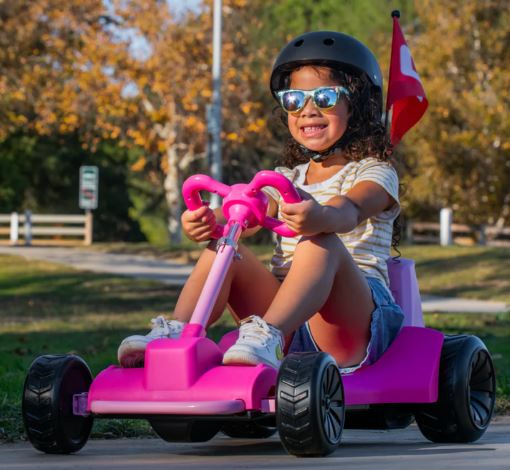 PINK - Droyd Zypster Electric Mini Go-Kart - Electric Bike for kids 3 to 6 years old - uilt-in parental speed controls where parents can use a key to lock in its speed at 3 or 6 mph