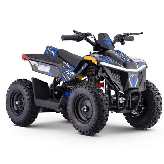 BLUE - Droyd Fury 500W Electric 4 Wheeler Quad Bike Kids Mini ATV with Throttle-Controlled Accelerator, 36V Lithium-Ion Battery