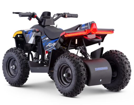 BLUE - Droyd Fury 500W Electric 4 Wheeler Quad Bike Kids Mini ATV with Throttle-Controlled Accelerator, 36V Lithium-Ion Battery