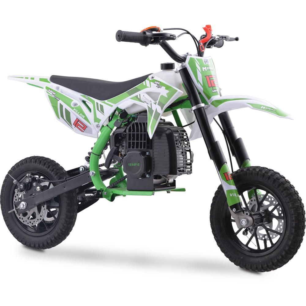 GREEN MotoTec Villain 52cc 2-Stroke Kids Gas Dirt Bike, Fully Automatic, 95% Assembled