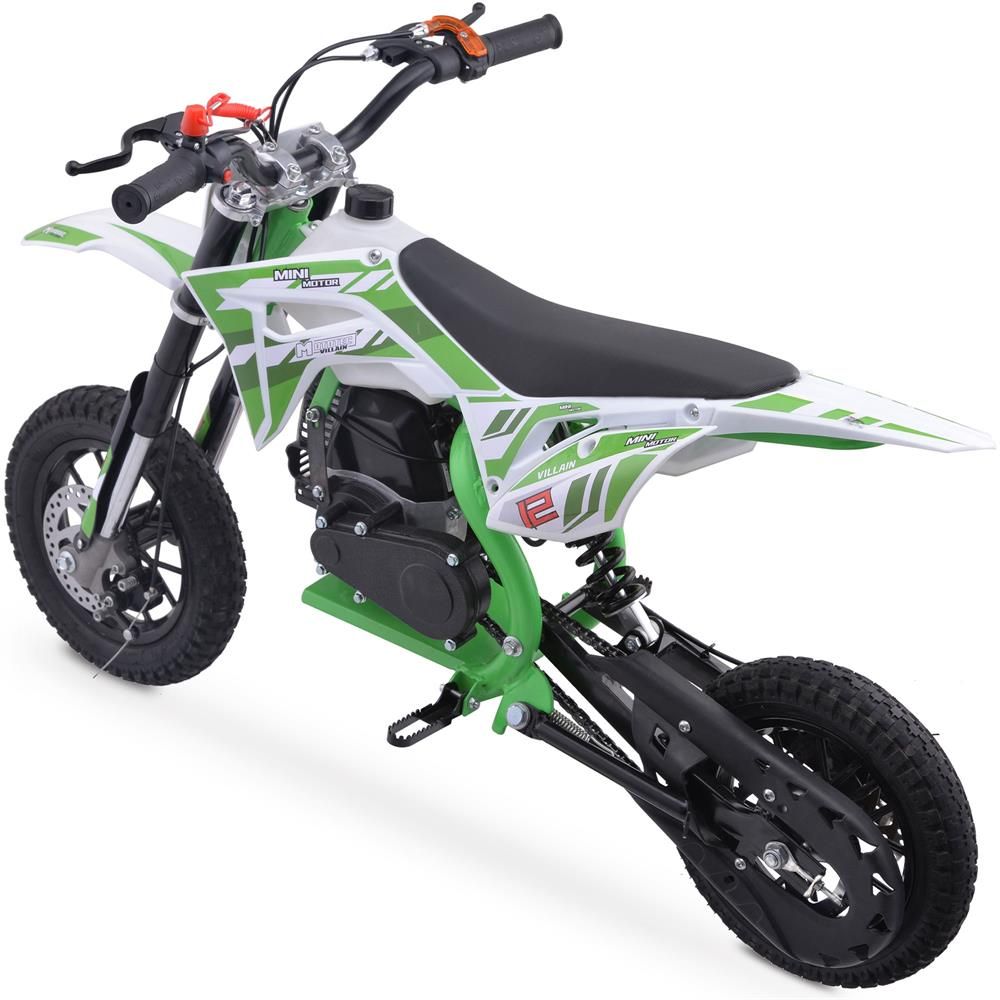 GREEN MotoTec Villain 52cc 2-Stroke Kids Gas Dirt Bike, Fully Automatic, 95% Assembled
